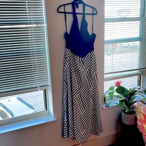 Black and white striped dress